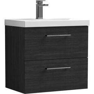 Balterley 600mm Wall Hung Bathroom 2 Drawer Vanity Unit and 1 Tap Hole Ceramic Basin, Woodgrain Black with Brushed Pewter Handles Balterley 600mm Wall Hung Bathroom 2 Drawer Vanity Unit and 1 Tap Hole Ceramic Basin, Woodgrain Black with Brushed Pewter Handles