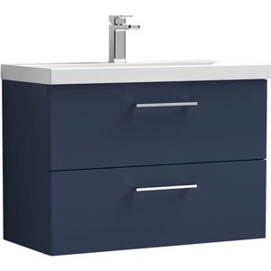 Balterley Level Modern Bathroom Wall Hung 2 Soft Close Drawer & Mid-Edge Vanity Unit Basin, Midnight Blue, 800mm Balterley Level Modern Bathroom Wall Hung 2 Soft Close Drawer & Mid-Edge Vanity Unit Basin, Midnight Blue, 800mm