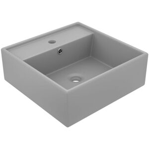 vidaXL Luxury Basin Overflow Square Light Grey Ceramic vidaXL Luxury Basin Overflow Square Light Grey Ceramic