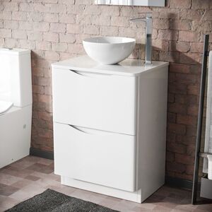 NES HOME Merton White 600mm Bathroom Freestanding Vanity Unit With Round Ceramic Countertop 320mm Basin NES HOME Merton White 600mm Bathroom Freestanding Vanity Unit With Round Ceramic Countertop 320mm Basin