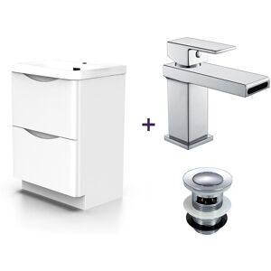 Nes Home - Merton White Basin Vanity Unit and Tap Set with Free Waste Nes Home - Merton White Basin Vanity Unit and Tap Set with Free Waste