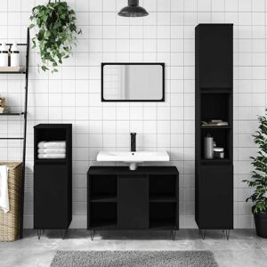 Jinlefu - Bathroom Cabinet Black 80x33x60 cm Engineered Wood vidaXL Jinlefu - Bathroom Cabinet Black 80x33x60 cm Engineered Wood vidaXL