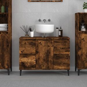 Jinlefu - Sink Cabinet Smoked Oak 80x33x60 cm Engineered Wood vidaXL Jinlefu - Sink Cabinet Smoked Oak 80x33x60 cm Engineered Wood vidaXL