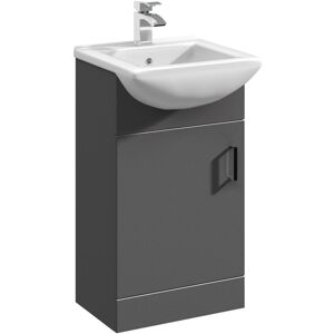 BALTERLEY Modern Floor Standing Bathroom Single Door Vanity and Rectangular Basin Unit - 450mm, Satin Dark Grey, Soft Close Door BALTERLEY Modern Floor Standing Bathroom Single Door Vanity and Rectangular Basin Unit - 450mm, Satin Dark Grey, Soft Close Door