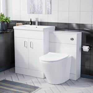 NES HOME Nanuya 600 Floor Standing White Vanity, Ceramic Basin, btw with Soft Close Toilet Seat & wc Unit NES HOME Nanuya 600 Floor Standing White Vanity, Ceramic Basin, btw with Soft Close Toilet Seat & wc Unit