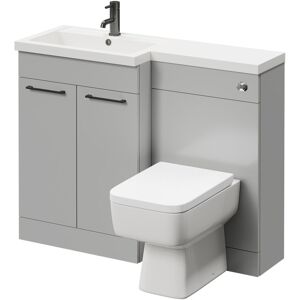 Napoli 390 Combination Gloss Grey Pearl 1100mm Vanity Unit Toilet Suite with Left Hand L Shaped 1 Tap Hole Basin and 2 Doors with Gunmetal Grey Napoli 390 Combination Gloss Grey Pearl 1100mm Vanity Unit Toilet Suite with Left Hand L Shaped 1 Tap Hole Basin and 2 Doors with Gunmetal Grey