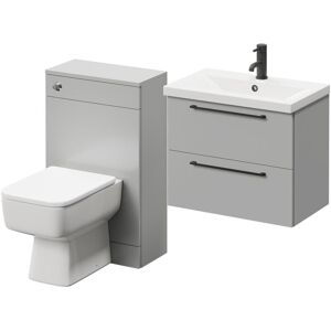 Napoli 390 Gloss Grey Pearl 1100mm Wall Mounted Vanity Unit Toilet Suite with 1 Tap Hole Basin and 2 Drawers with Matt Black Handles Napoli 390 Gloss Grey Pearl 1100mm Wall Mounted Vanity Unit Toilet Suite with 1 Tap Hole Basin and 2 Drawers with Matt Black Handles