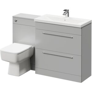 390 Gloss Grey Pearl 1300mm Vanity Unit Toilet Suite with 1 Tap Hole Basin and 2 Drawers with Polished Chrome Handles - Napoli 390 Gloss Grey Pearl 1300mm Vanity Unit Toilet Suite with 1 Tap Hole Basin and 2 Drawers with Polished Chrome Handles - Napoli