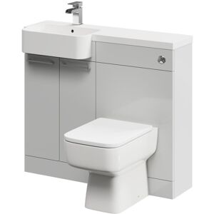 Napoli Combination Gloss Grey Pearl 1000mm Vanity Unit Toilet Suite with Left Hand Round Semi Recessed 1 Tap Hole Basin and 2 Doors with Polished Napoli Combination Gloss Grey Pearl 1000mm Vanity Unit Toilet Suite with Left Hand Round Semi Recessed 1 Tap Hole Basin and 2 Doors with Polished