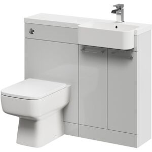 NAPOLI Combination Gloss Grey Pearl 1000mm Vanity Unit Toilet Suite with Right Hand Round Semi Recessed 1 Tap Hole Basin and 2 Doors with Polished Chrome NAPOLI Combination Gloss Grey Pearl 1000mm Vanity Unit Toilet Suite with Right Hand Round Semi Recessed 1 Tap Hole Basin and 2 Doors with Polished Chrome