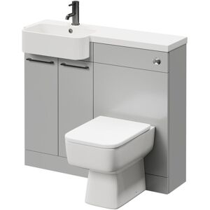 NAPOLI Combination Gloss Grey Pearl 1000mm Vanity Unit Toilet Suite with Left Hand Round Semi Recessed 1 Tap Hole Basin and 2 Doors with Gunmetal Grey NAPOLI Combination Gloss Grey Pearl 1000mm Vanity Unit Toilet Suite with Left Hand Round Semi Recessed 1 Tap Hole Basin and 2 Doors with Gunmetal Grey