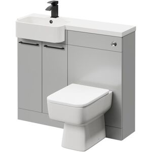 NAPOLI Combination Gloss Grey Pearl 1000mm Vanity Unit Toilet Suite with Left Hand Round Semi Recessed 1 Tap Hole Basin and 2 Doors with Matt Black Handles NAPOLI Combination Gloss Grey Pearl 1000mm Vanity Unit Toilet Suite with Left Hand Round Semi Recessed 1 Tap Hole Basin and 2 Doors with Matt Black Handles