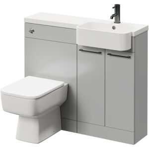 NAPOLI Combination Gloss Grey Pearl 1000mm Vanity Unit Toilet Suite with Right Hand Round Semi Recessed 1 Tap Hole Basin and 2 Doors with Gunmetal Grey NAPOLI Combination Gloss Grey Pearl 1000mm Vanity Unit Toilet Suite with Right Hand Round Semi Recessed 1 Tap Hole Basin and 2 Doors with Gunmetal Grey