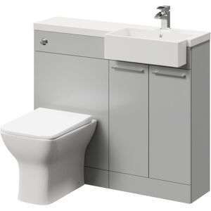 Napoli Combination Gloss Grey Pearl 1000mm Vanity Unit Toilet Suite with Right Hand Square Semi Recessed 1 Tap Hole Basin and 2 Doors with Polished Napoli Combination Gloss Grey Pearl 1000mm Vanity Unit Toilet Suite with Right Hand Square Semi Recessed 1 Tap Hole Basin and 2 Doors with Polished