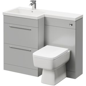 NAPOLI Combination Gloss Grey Pearl 1100mm Vanity Unit Toilet Suite with Left Hand l Shaped 1 Tap Hole Basin and 2 Drawers with Polished Chrome Handles NAPOLI Combination Gloss Grey Pearl 1100mm Vanity Unit Toilet Suite with Left Hand l Shaped 1 Tap Hole Basin and 2 Drawers with Polished Chrome Handles