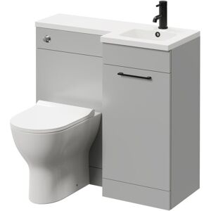 NAPOLI Combination Gloss Grey Pearl 900mm Vanity Unit Toilet Suite with Right Hand l Shaped 1 Tap Hole Round Basin and Single Door with Matt Black Handle NAPOLI Combination Gloss Grey Pearl 900mm Vanity Unit Toilet Suite with Right Hand l Shaped 1 Tap Hole Round Basin and Single Door with Matt Black Handle