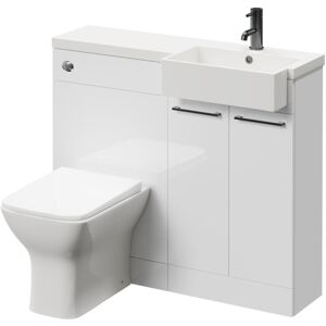 NAPOLI Combination Gloss White 1000mm Vanity Unit Toilet Suite with Right Hand Square Semi Recessed 1 Tap Hole Basin and 2 Doors with Gunmetal Grey Handles NAPOLI Combination Gloss White 1000mm Vanity Unit Toilet Suite with Right Hand Square Semi Recessed 1 Tap Hole Basin and 2 Doors with Gunmetal Grey Handles