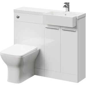 NAPOLI Combination Gloss White 1000mm Vanity Unit Toilet Suite with Right Hand Square Semi Recessed 1 Tap Hole Basin and 2 Doors with Polished Chrome NAPOLI Combination Gloss White 1000mm Vanity Unit Toilet Suite with Right Hand Square Semi Recessed 1 Tap Hole Basin and 2 Doors with Polished Chrome