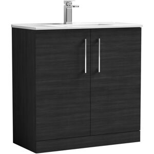 Nuie Arno Floor Standing 2-Door Vanity Unit with Basin-2 800mm Wide - Black Woodgrain Nuie Arno Floor Standing 2-Door Vanity Unit with Basin-2 800mm Wide - Black Woodgrain