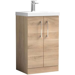 Nuie - Arno Floor Standing 2-Door Vanity Unit with Basin-3 500mm Wide - Bleached Oak Nuie - Arno Floor Standing 2-Door Vanity Unit with Basin-3 500mm Wide - Bleached Oak
