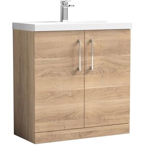 Nuie - Arno Floor Standing 2-Door Vanity Unit with Basin-3 800mm Wide - Bleached Oak Nuie - Arno Floor Standing 2-Door Vanity Unit with Basin-3 800mm Wide - Bleached Oak