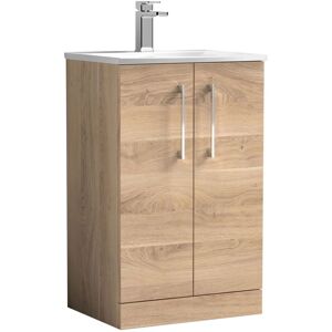 Nuie - Arno Floor Standing 2-Door Vanity Unit with Basin-4 500mm Wide - Bleached Oak Nuie - Arno Floor Standing 2-Door Vanity Unit with Basin-4 500mm Wide - Bleached Oak