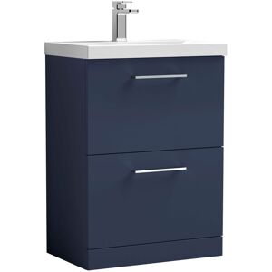 Nuie - Arno Floor Standing 2-Drawer Vanity Unit with Basin-1 600mm Wide - Midnight Blue Nuie - Arno Floor Standing 2-Drawer Vanity Unit with Basin-1 600mm Wide - Midnight Blue