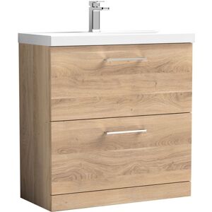 Nuie - Arno Floor Standing 2-Drawer Vanity Unit with Basin-3 800mm Wide - Bleached Oak Nuie - Arno Floor Standing 2-Drawer Vanity Unit with Basin-3 800mm Wide - Bleached Oak