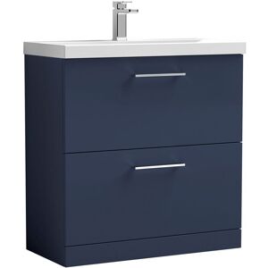 Nuie - Arno Floor Standing 2-Drawer Vanity Unit with Basin-3 800mm Wide - Midnight Blue Nuie - Arno Floor Standing 2-Drawer Vanity Unit with Basin-3 800mm Wide - Midnight Blue
