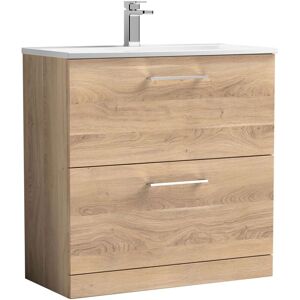 Nuie - Arno Floor Standing 2-Drawer Vanity Unit with Basin-4 800mm Wide -Bleached Oak Nuie - Arno Floor Standing 2-Drawer Vanity Unit with Basin-4 800mm Wide -Bleached Oak