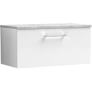 Arno Wall Hung 1-Drawer Vanity Unit with Bellato Grey Worktop 800mm Wide - Gloss White - Nuie Arno Wall Hung 1-Drawer Vanity Unit with Bellato Grey Worktop 800mm Wide - Gloss White - Nuie