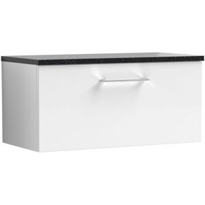 Arno Wall Hung 1-Drawer Vanity Unit with Sparkling Black Worktop 800mm Wide - Gloss White - Nuie Arno Wall Hung 1-Drawer Vanity Unit with Sparkling Black Worktop 800mm Wide - Gloss White - Nuie