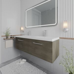 Nuie - Arno Solace Oak Woodgrain 1200mm Wall Hung 2 Drawer Vanity Unit with Double Ceramic Basins - ARN2522F Nuie - Arno Solace Oak Woodgrain 1200mm Wall Hung 2 Drawer Vanity Unit with Double Ceramic Basins - ARN2522F