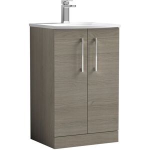 Nuie - Arno Floor Standing 2-Door Vanity Unit with Basin-4 500mm Wide - Solace Oak Woodgrain Nuie - Arno Floor Standing 2-Door Vanity Unit with Basin-4 500mm Wide - Solace Oak Woodgrain