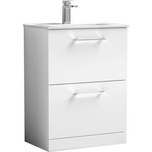 Nuie - Arno Floor Standing 2-Drawer Vanity Unit with Basin-2 600mm Wide - Gloss White Nuie - Arno Floor Standing 2-Drawer Vanity Unit with Basin-2 600mm Wide - Gloss White