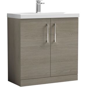 Nuie - Arno Solace Oak Woodgrain 800mm 2 Door Vanity Unit and Mid Edge Ceramic Basin - ARN2505A Nuie - Arno Solace Oak Woodgrain 800mm 2 Door Vanity Unit and Mid Edge Ceramic Basin - ARN2505A
