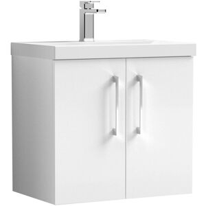Nuie - Arno Wall Hung 2-Door Vanity Unit with Basin-1 600mm Wide - Gloss White Nuie - Arno Wall Hung 2-Door Vanity Unit with Basin-1 600mm Wide - Gloss White