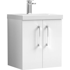Nuie - Arno Wall Hung 2-Door Vanity Unit with Basin-3 500mm Wide - Gloss White Nuie - Arno Wall Hung 2-Door Vanity Unit with Basin-3 500mm Wide - Gloss White