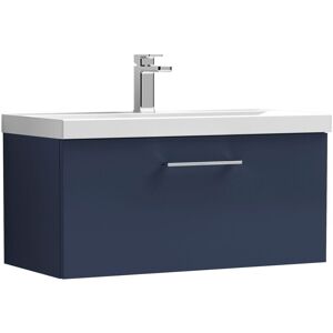 Nuie - Arno Wall Hung 1-Drawer Vanity Unit with Basin-1 800mm Wide - Midnight Blue Nuie - Arno Wall Hung 1-Drawer Vanity Unit with Basin-1 800mm Wide - Midnight Blue