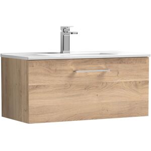 Nuie - Arno Wall Hung 1-Drawer Vanity Unit with Basin-2 800mm Wide - Bleached Oak Nuie - Arno Wall Hung 1-Drawer Vanity Unit with Basin-2 800mm Wide - Bleached Oak