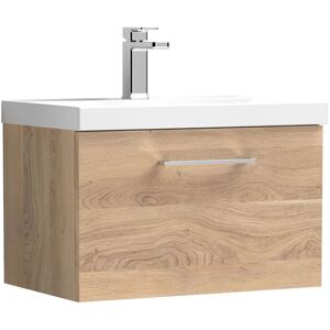 Nuie - Arno Wall Hung 1-Drawer Vanity Unit with Basin-3 600mm Wide - Bleached Oak Nuie - Arno Wall Hung 1-Drawer Vanity Unit with Basin-3 600mm Wide - Bleached Oak