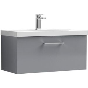 Nuie Arno Wall Hung 1-Drawer Vanity Unit with Basin-3 800mm Wide - Satin Grey Nuie Arno Wall Hung 1-Drawer Vanity Unit with Basin-3 800mm Wide - Satin Grey