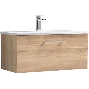 Nuie - Arno Wall Hung 1-Drawer Vanity Unit with Basin-4 800mm Wide - Bleached Oak Nuie - Arno Wall Hung 1-Drawer Vanity Unit with Basin-4 800mm Wide - Bleached Oak