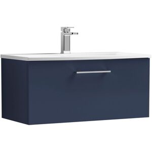Nuie - Arno Wall Hung 1-Drawer Vanity Unit with Basin-4 800mm Wide - Midnight Blue Nuie - Arno Wall Hung 1-Drawer Vanity Unit with Basin-4 800mm Wide - Midnight Blue