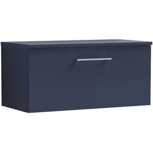 Arno Wall Hung 1-Drawer Vanity Unit with Worktop 800mm Wide - Midnight Blue - Nuie Arno Wall Hung 1-Drawer Vanity Unit with Worktop 800mm Wide - Midnight Blue - Nuie