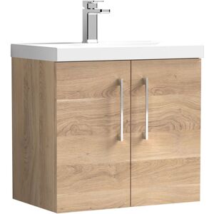 Nuie - Arno Wall Hung 2-Door Vanity Unit with Basin-1 600mm Wide - Bleached Oak Nuie - Arno Wall Hung 2-Door Vanity Unit with Basin-1 600mm Wide - Bleached Oak