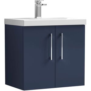 Nuie - Arno Wall Hung 2-Door Vanity Unit with Basin-1 600mm Wide - Midnight Blue Nuie - Arno Wall Hung 2-Door Vanity Unit with Basin-1 600mm Wide - Midnight Blue