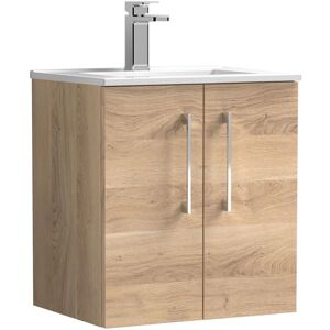 Nuie - Arno Wall Hung 2-Door Vanity Unit with Basin-2 500mm Wide - Bleached Oak Nuie - Arno Wall Hung 2-Door Vanity Unit with Basin-2 500mm Wide - Bleached Oak