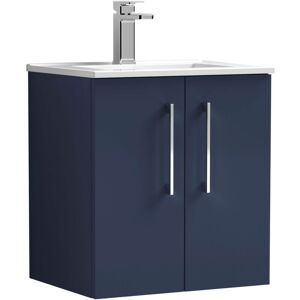 Nuie - Arno Wall Hung 2-Door Vanity Unit with Basin-2 500mm Wide - Midnight Blue Nuie - Arno Wall Hung 2-Door Vanity Unit with Basin-2 500mm Wide - Midnight Blue