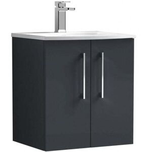 Nuie - Arno Wall Hung 2-Door Vanity Unit with Basin-4 500mm Wide - Satin Anthracite Nuie - Arno Wall Hung 2-Door Vanity Unit with Basin-4 500mm Wide - Satin Anthracite